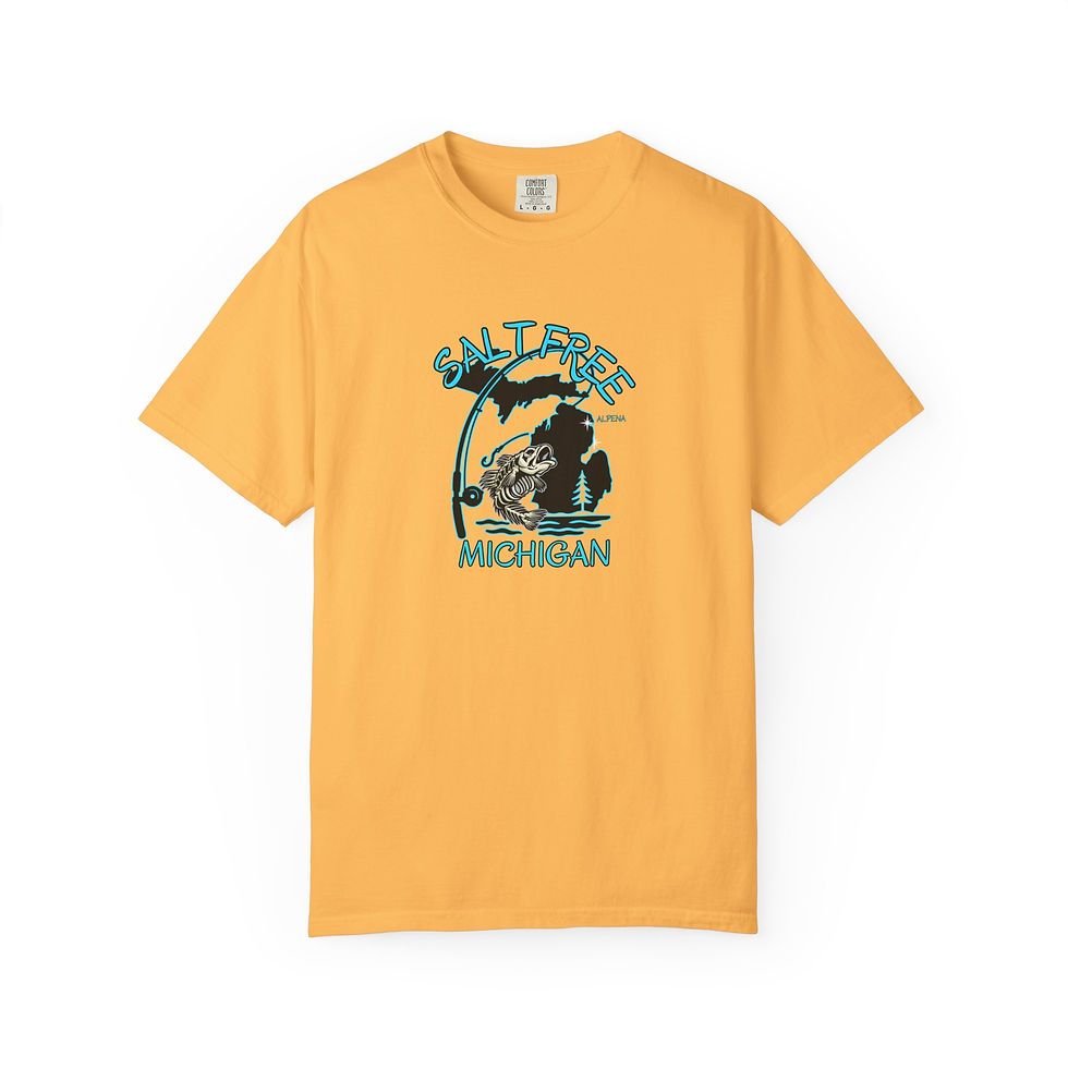Thumbnail: Salt-Free Michigan T-Shirt — Retro Fishing Shoreline Tee