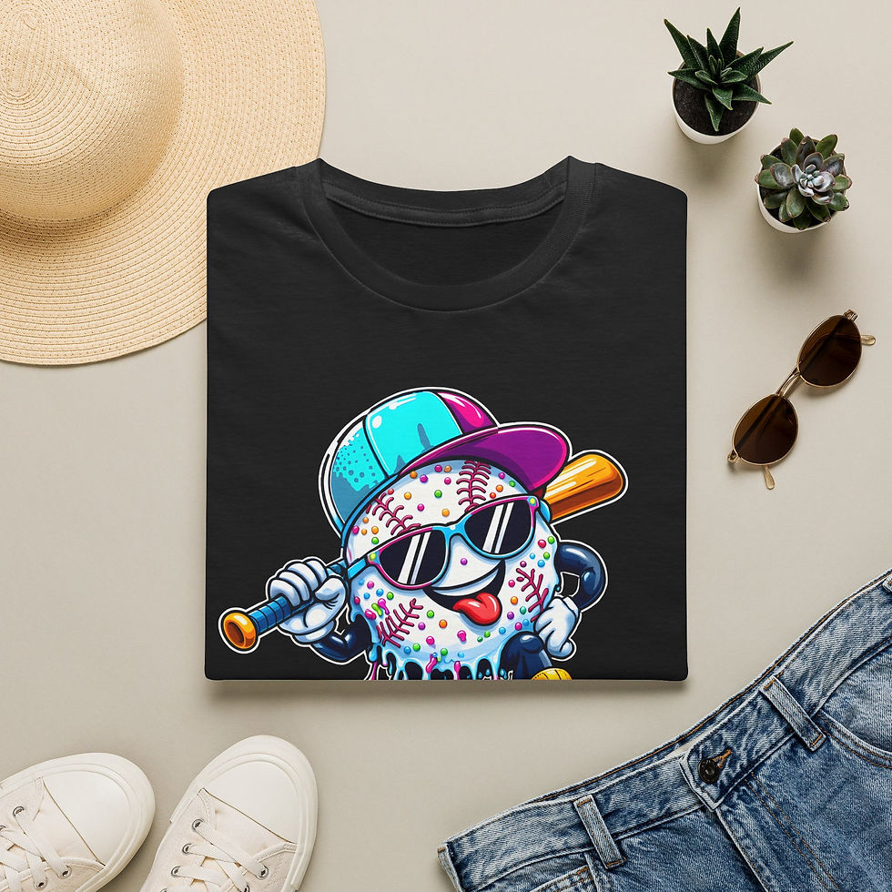 Thumbnail: Baseball Ice Cream Drip Mascot T-Shirt — Colorful Retro Sports Graphic Tee