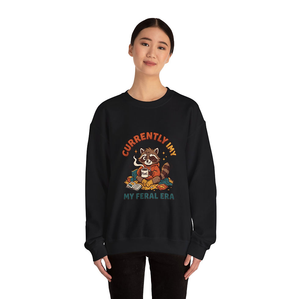 Thumbnail: Currently Vibin' Raccoon Crewneck | Feral Era, chaotic cute