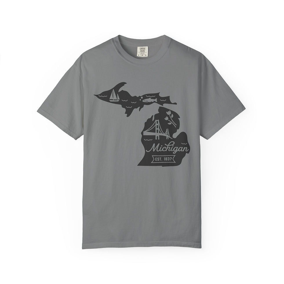 Thumbnail: Michigan Vintage Map T-Shirt — Upper & Lower Peninsula Graphic Tee