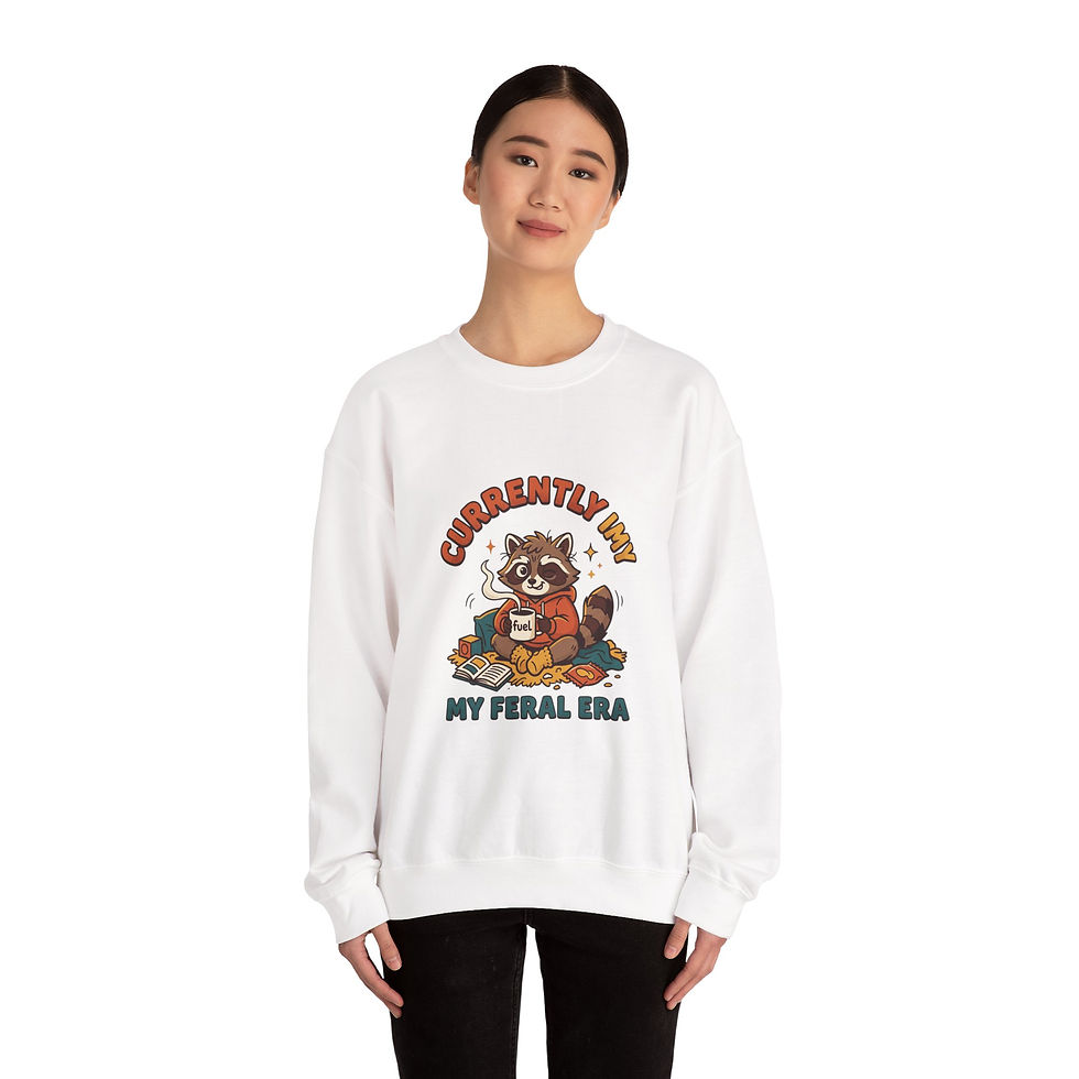 Thumbnail: Currently Vibin' Raccoon Crewneck | Feral Era, chaotic cute