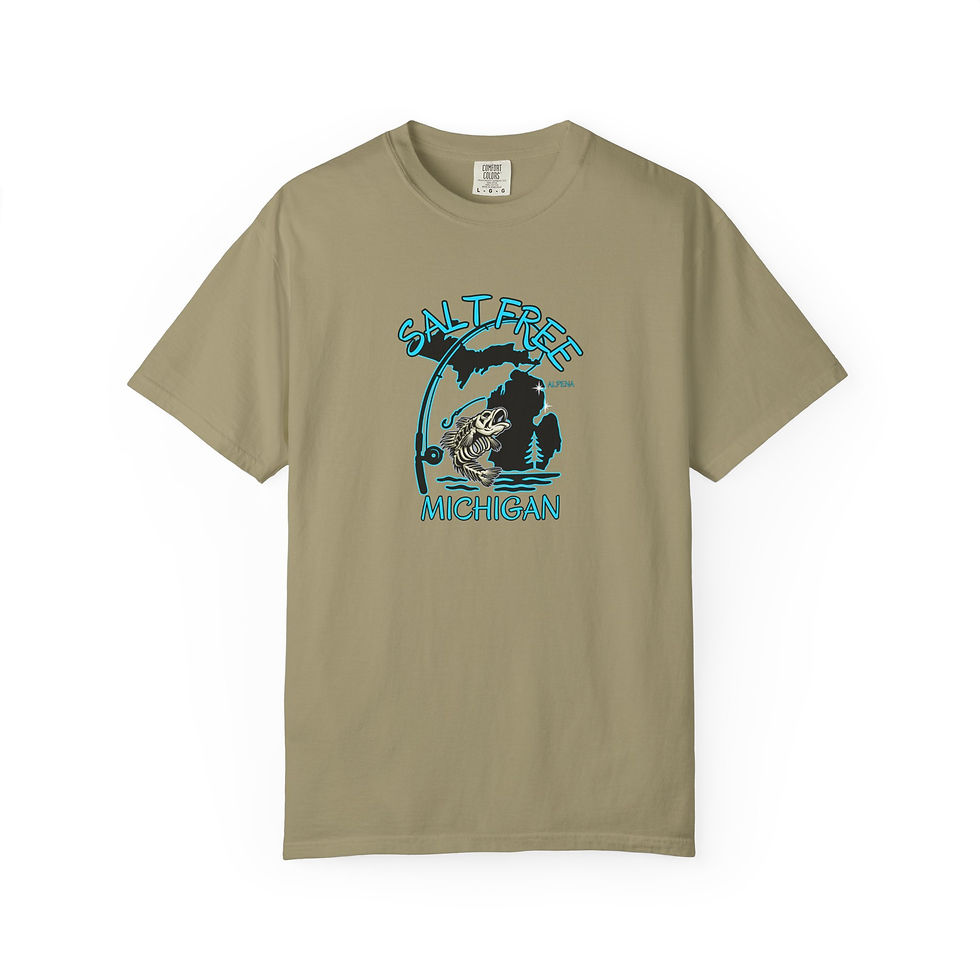 Thumbnail: Salt-Free Michigan T-Shirt — Retro Fishing Shoreline Tee