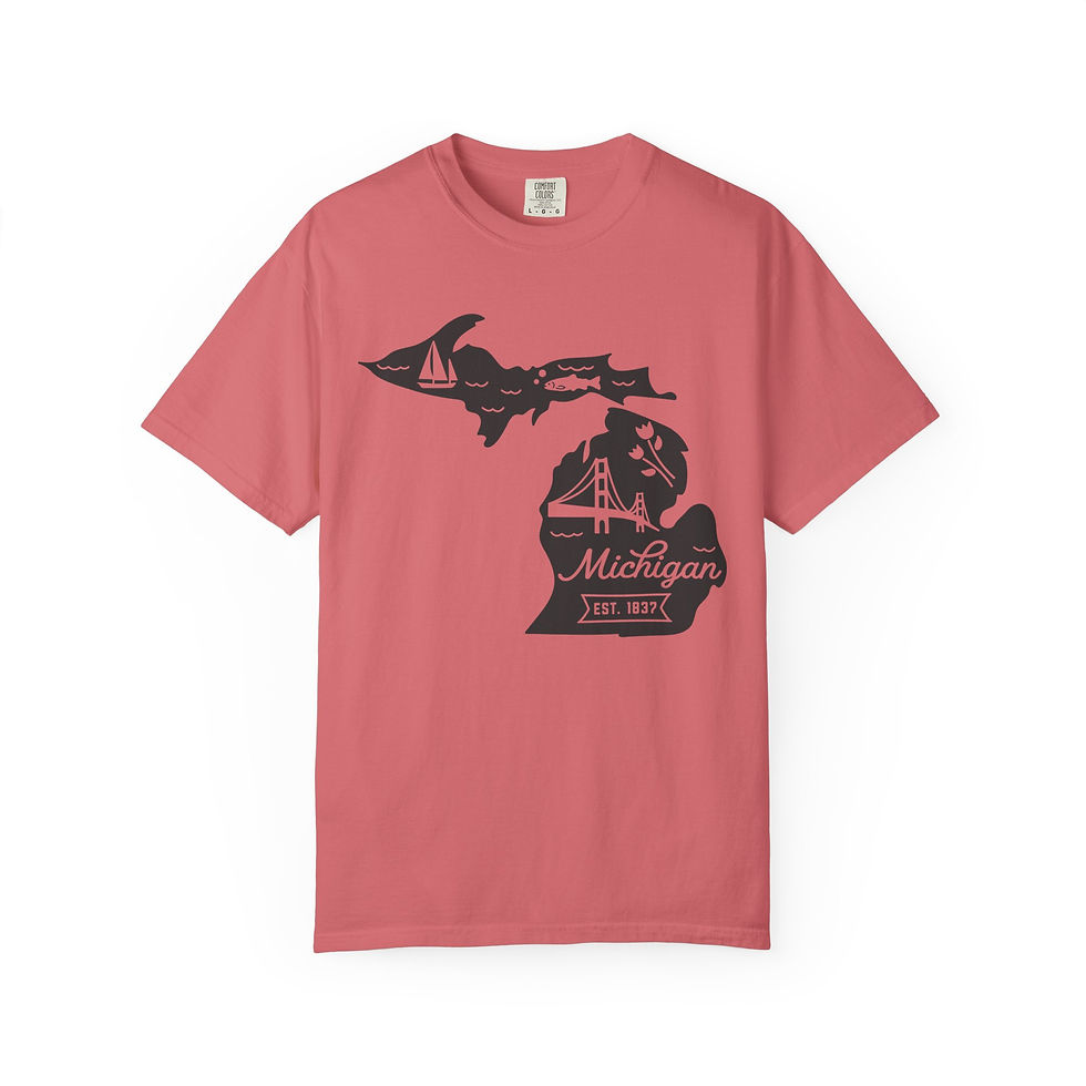 Thumbnail: Michigan Vintage Map T-Shirt — Upper & Lower Peninsula Graphic Tee