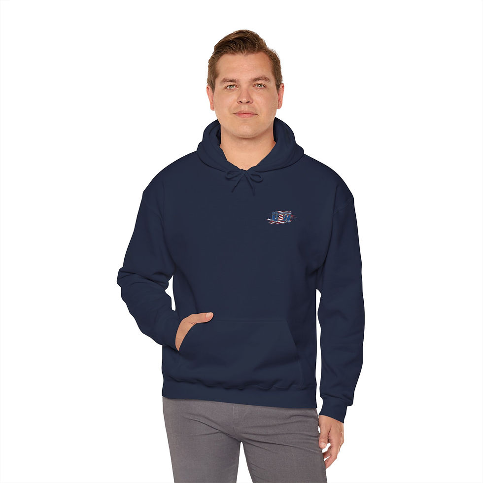 Thumbnail: USW Distressed Flag Hoodie — Patriotic Vintage Graphic Hooded Sweatshirt