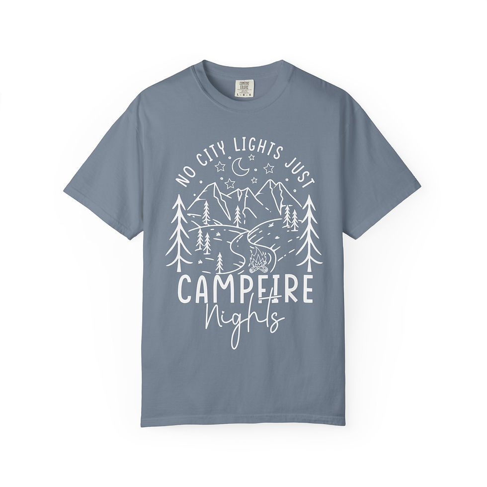 Thumbnail: Campfire Nights T-Shirt — 'No City Lights Just Campfire Nights' Graphic Tee