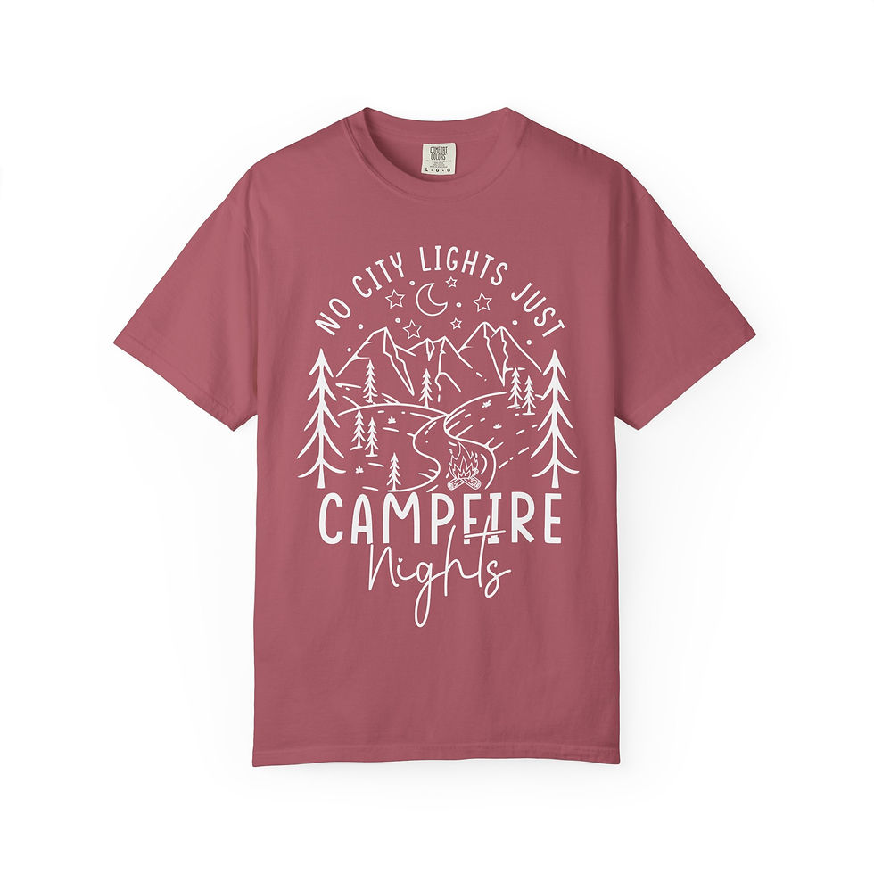 Thumbnail: Campfire Nights T-Shirt — 'No City Lights Just Campfire Nights' Graphic Tee