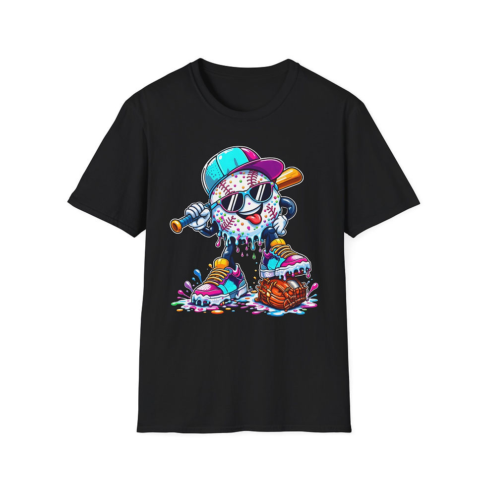 Thumbnail: Baseball Ice Cream Drip Mascot T-Shirt — Colorful Retro Sports Graphic Tee