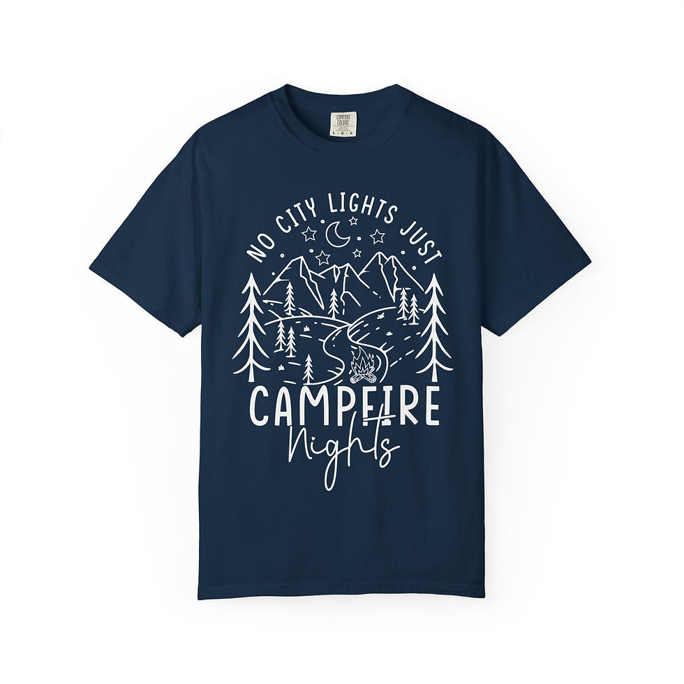 Thumbnail: Campfire Nights T-Shirt — 'No City Lights Just Campfire Nights' Graphic Tee