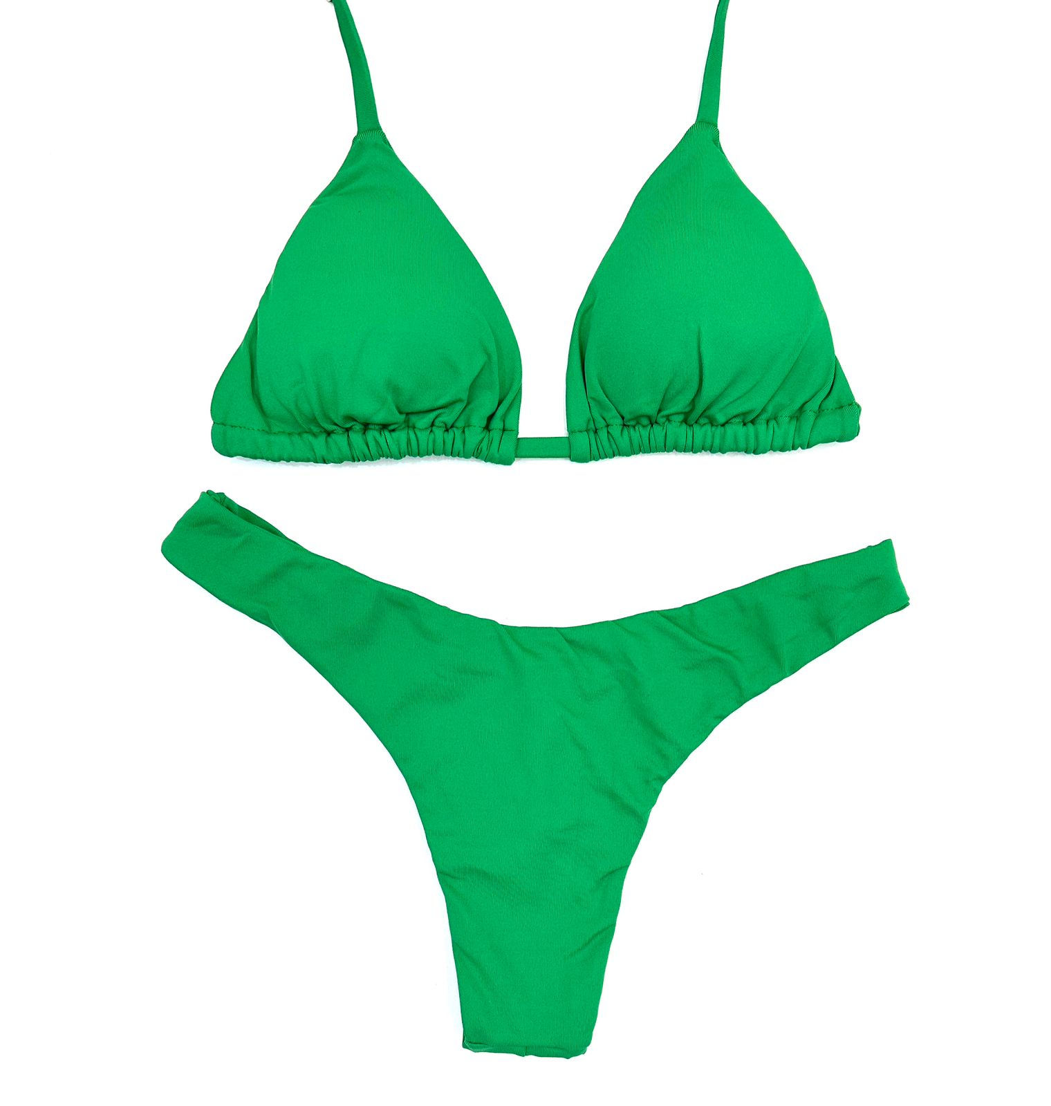 Biquini cortininha + semi fio verde bandeira