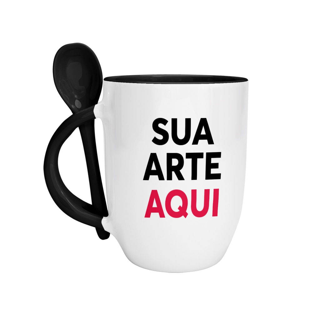- Canecas Porcelana Personalizada Colorida Com Colher