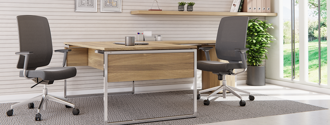 Cadeiras de escritorio Tess em ambiente de home office