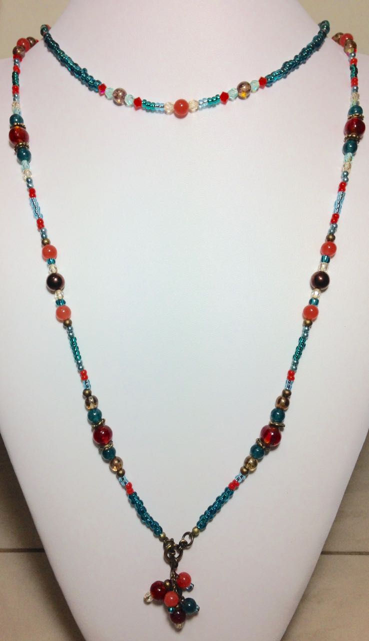 Tangerine and Blueberry Pie Necklace