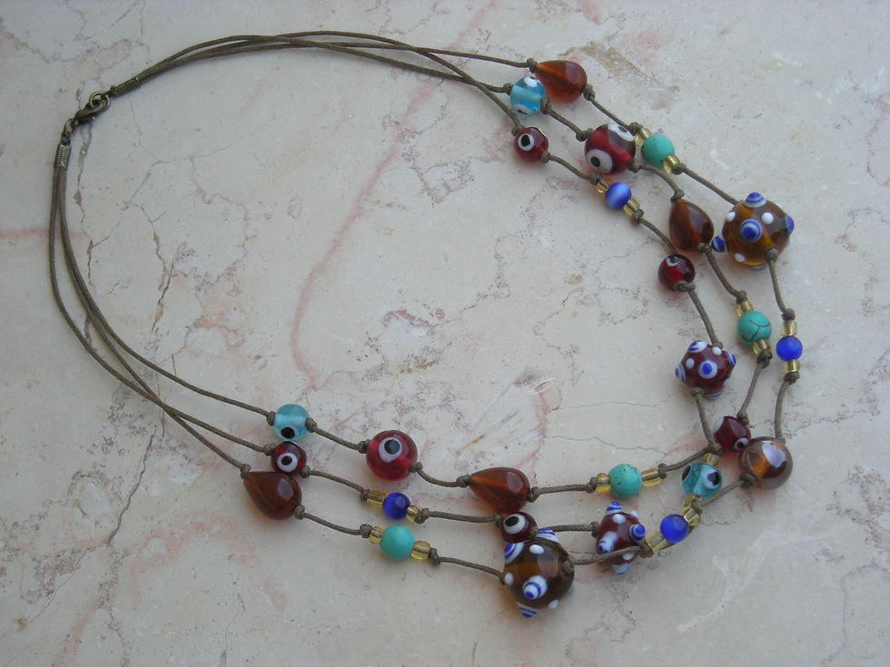 3 Strand Bead and Cord Necklace