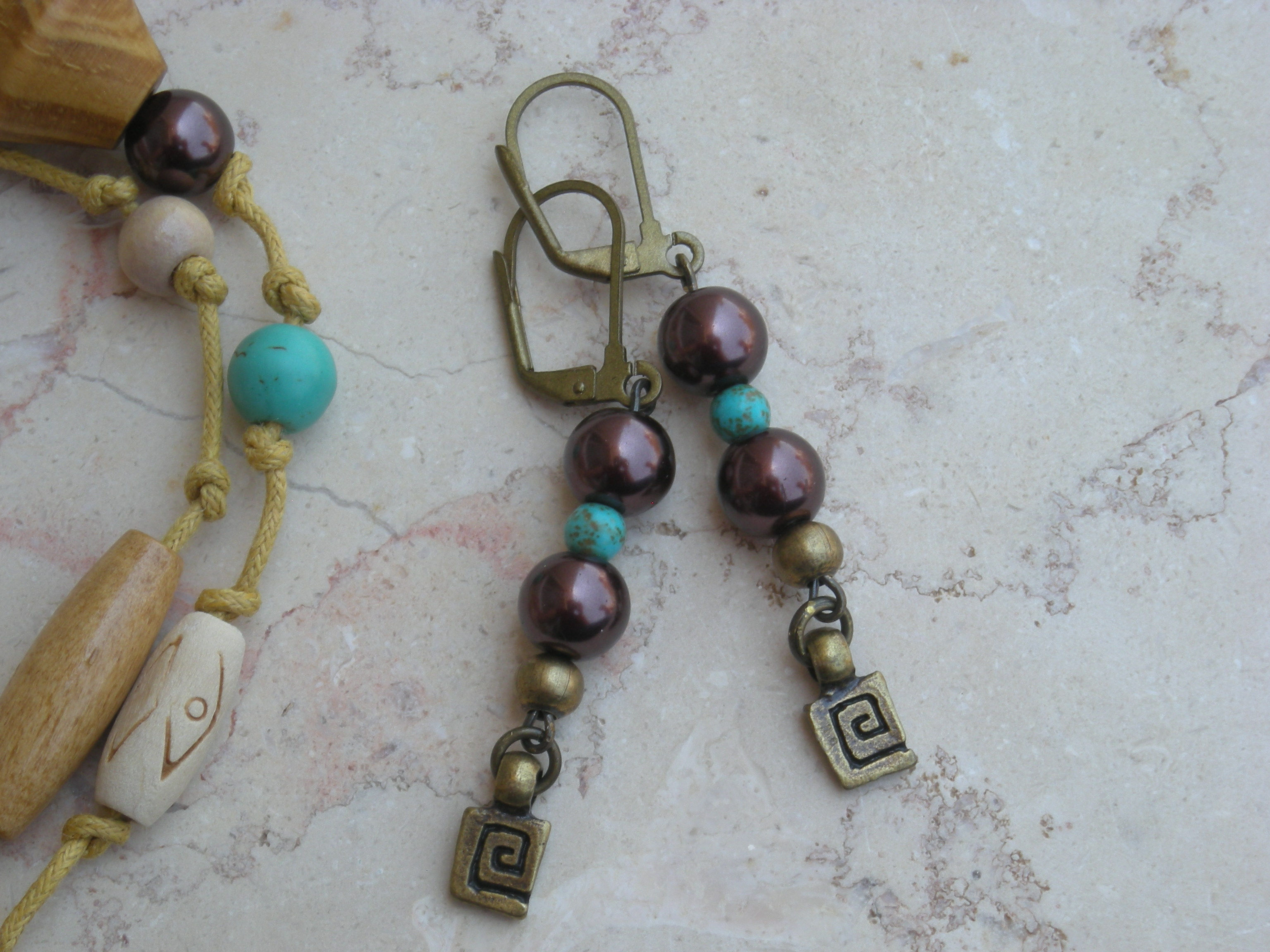Bead and charm earrings