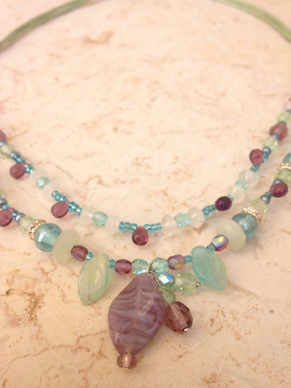 Aqua Turquoise and Lilac Necklace