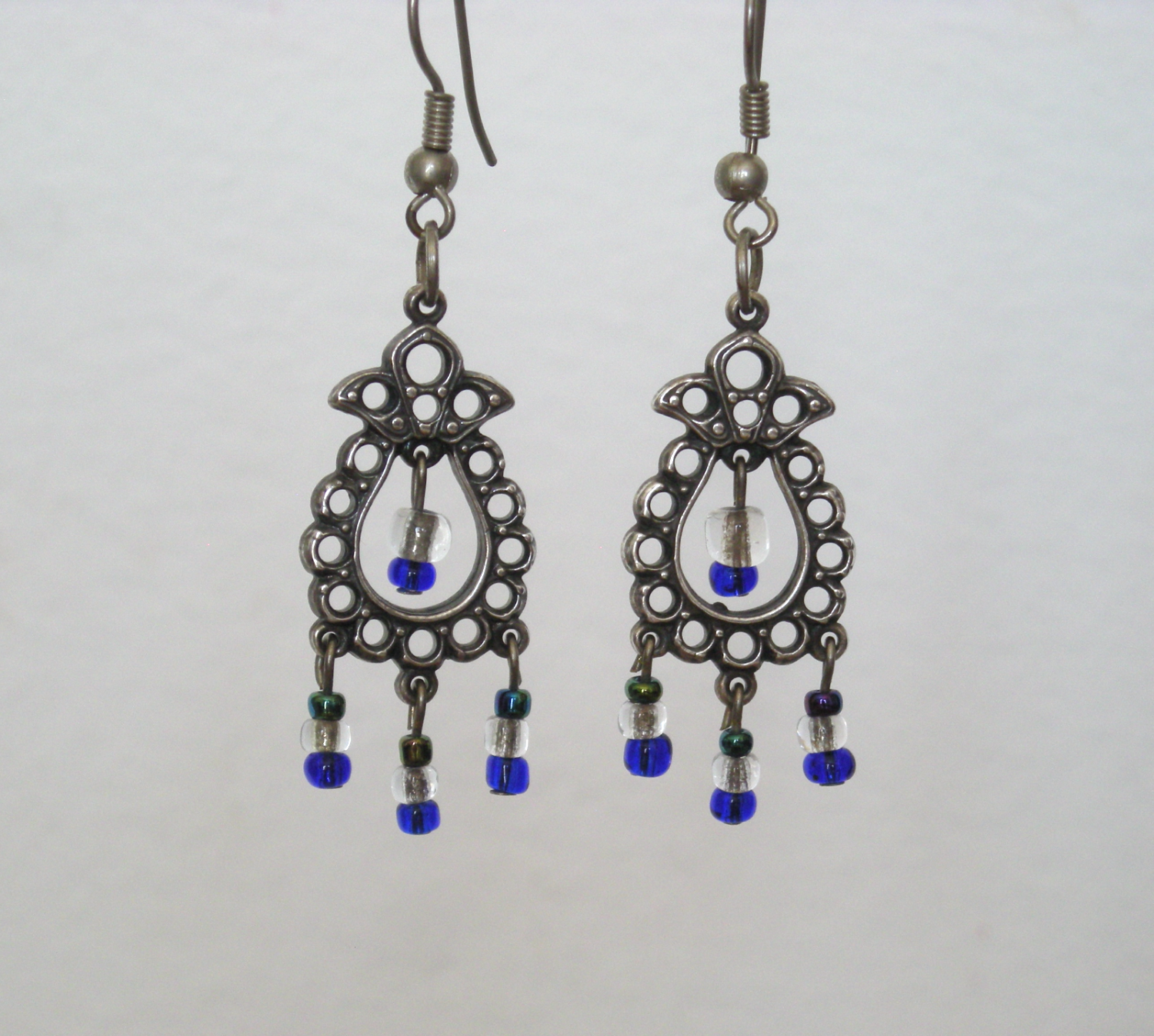 Metal and Blue Earrings