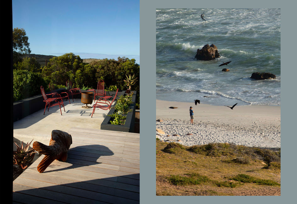 Braai deck and surfers at Misty Cliffs