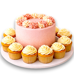 Feestpakket met verjaardagstaart en 12 cupcakes, combinatie voor 10 tot 25 personen van C-Cakes in Oost-Vlaanderen