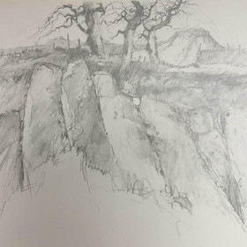 Brian Fletcher RBSA, Welsh Walls, Fence and Mountain