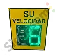 Foto con fondo blanco de la señalización vial - Radar de Velocidad de 2 y 3 dígitos de Signasem