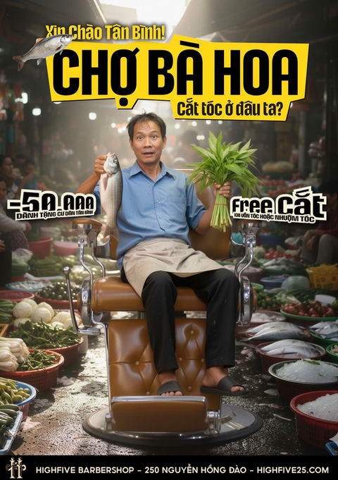 Highfive Tân Bình Xin Chào, Ưu đãi linh đình cho dân Tân Bình, Tiệm hớt tóc Highfive Barbershop, tiệm cắt tóc Tân Bình, Cắt tóc đẹp Tân Bình, Cắt tóc khu Bầu Cát, Cắt tóc khu Âu Cơ, Tiệm hớt tóc Highfive Barbershop