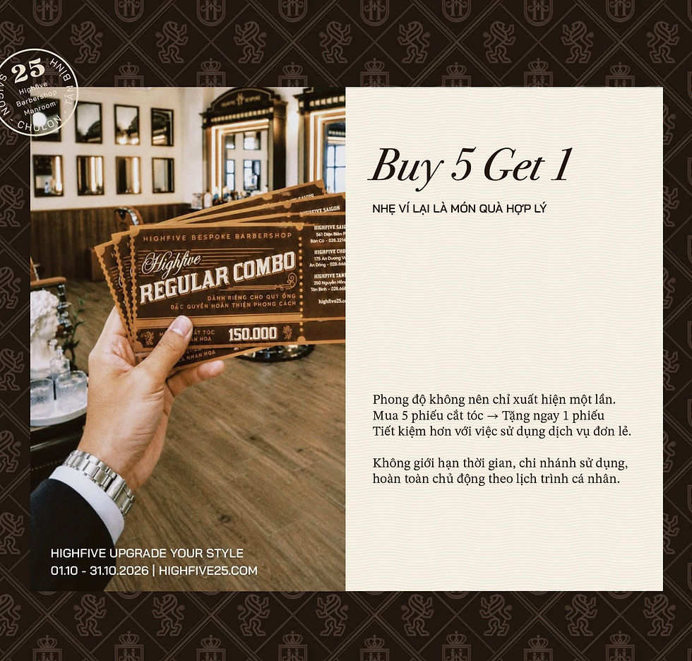 ƯU ĐÃI THÁNG 10, TIỆM CẮT TÓC HIGHFIVE BARBERSHOP, ƯU ĐÃI CẮT TÓC GẦN NHẤT, TIỆM TÓC ĐẸP UY TÍN