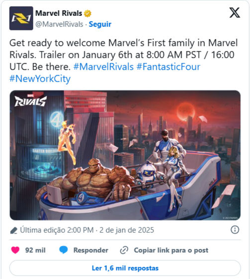 O universo de Marvel Rivals, o jogo gratuito da NetEase Games, acaba de ganhar uma adição poderosa: o Quarteto Fantástico está oficialmente confirmado como parte do elenco jogável!
