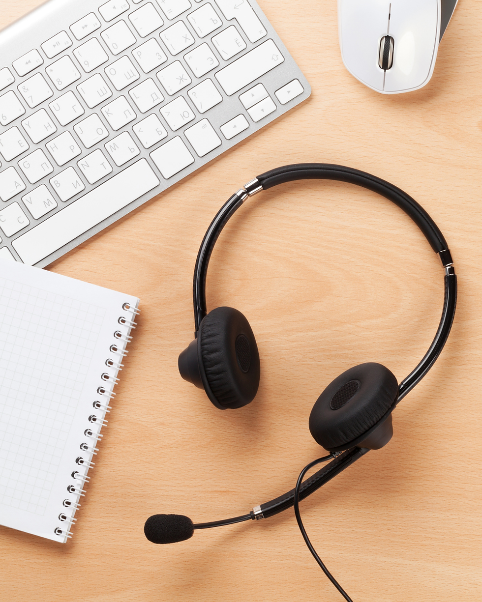 Headset on desk for brand strategy and social media services