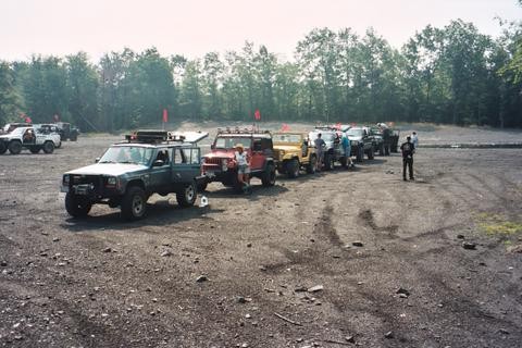Off-road vehicles lined up at Carnage Hill