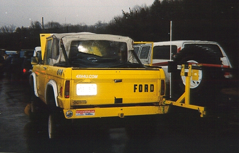 Yellow Ford Bronco towing equipment, 4x4bill.com