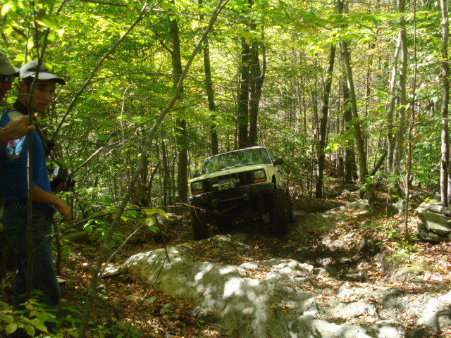 Jeep navigating rocky trail, Long Island Off Road