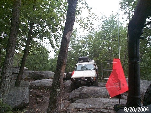 Off-road vehicle navigating rocks