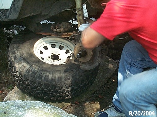 Mechanic repairing a wheel