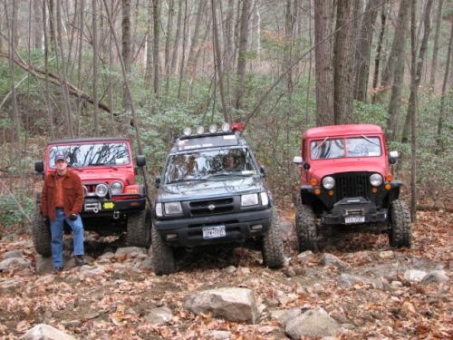 Off-road vehicles and driver on trail