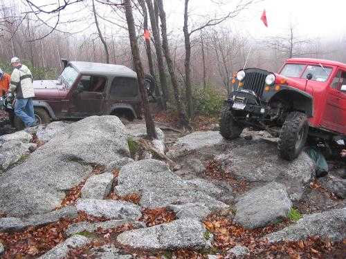Jeeps on rocky trail