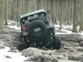 Jeep stuck on rocks, Frostbite Run