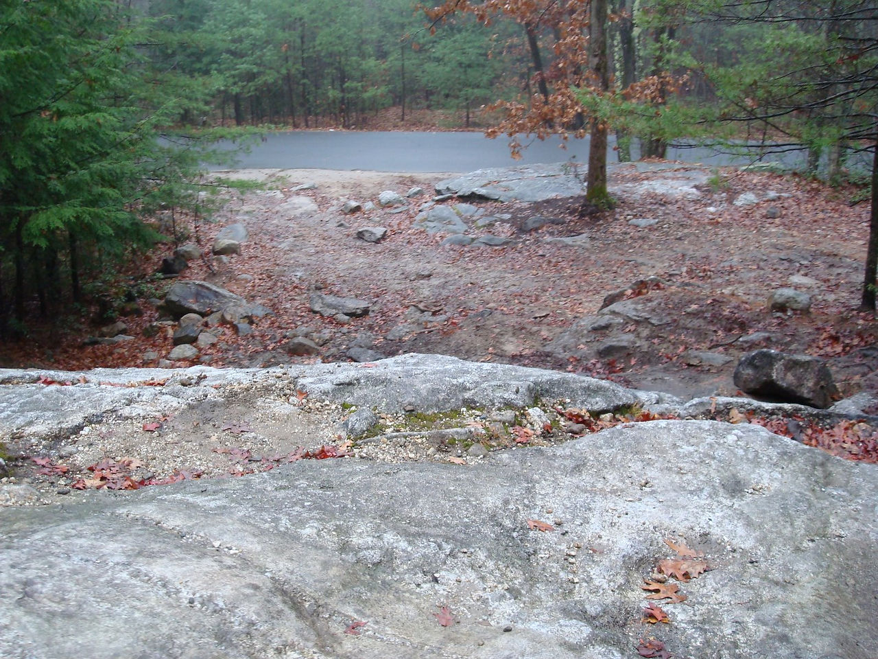 Rocky terrain near a paved road