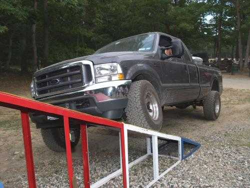 Truck ascending ramp at off-road park
