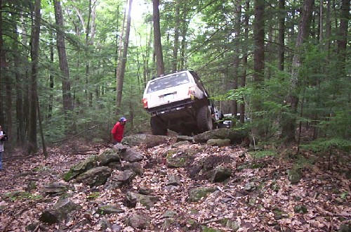 White Jeep on rocky trail