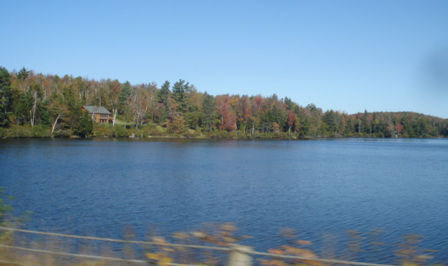 Scenic autumn lake view