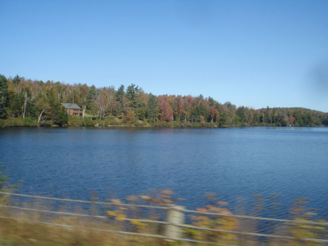 Scenic autumn lake view
