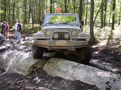 Jeep Wrangler overcoming rocks; Long Island Off Road