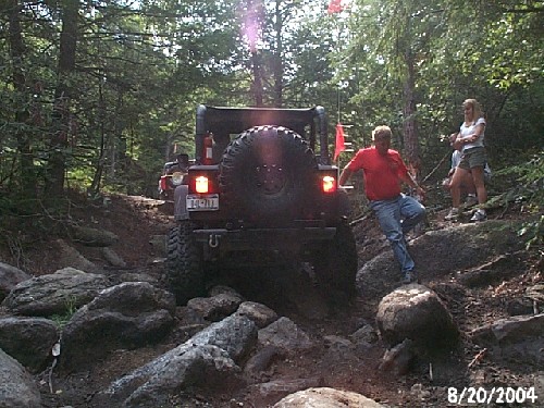 Jeep navigating rocky trail, Long Island Off Road