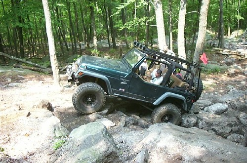 Jeep navigating rocky terrain, Long Island Off Road