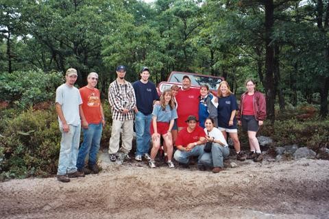 Group photo near a Jeep at Carnage Hill, Long Island Off Road