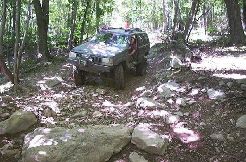Jeep on rocky trail, Long Island Off Road