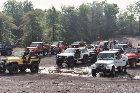 Off-road vehicles gathered at Carnage Hill