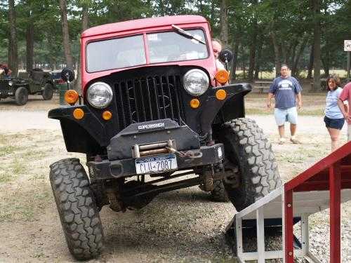 Red Jeep Willys on ramp