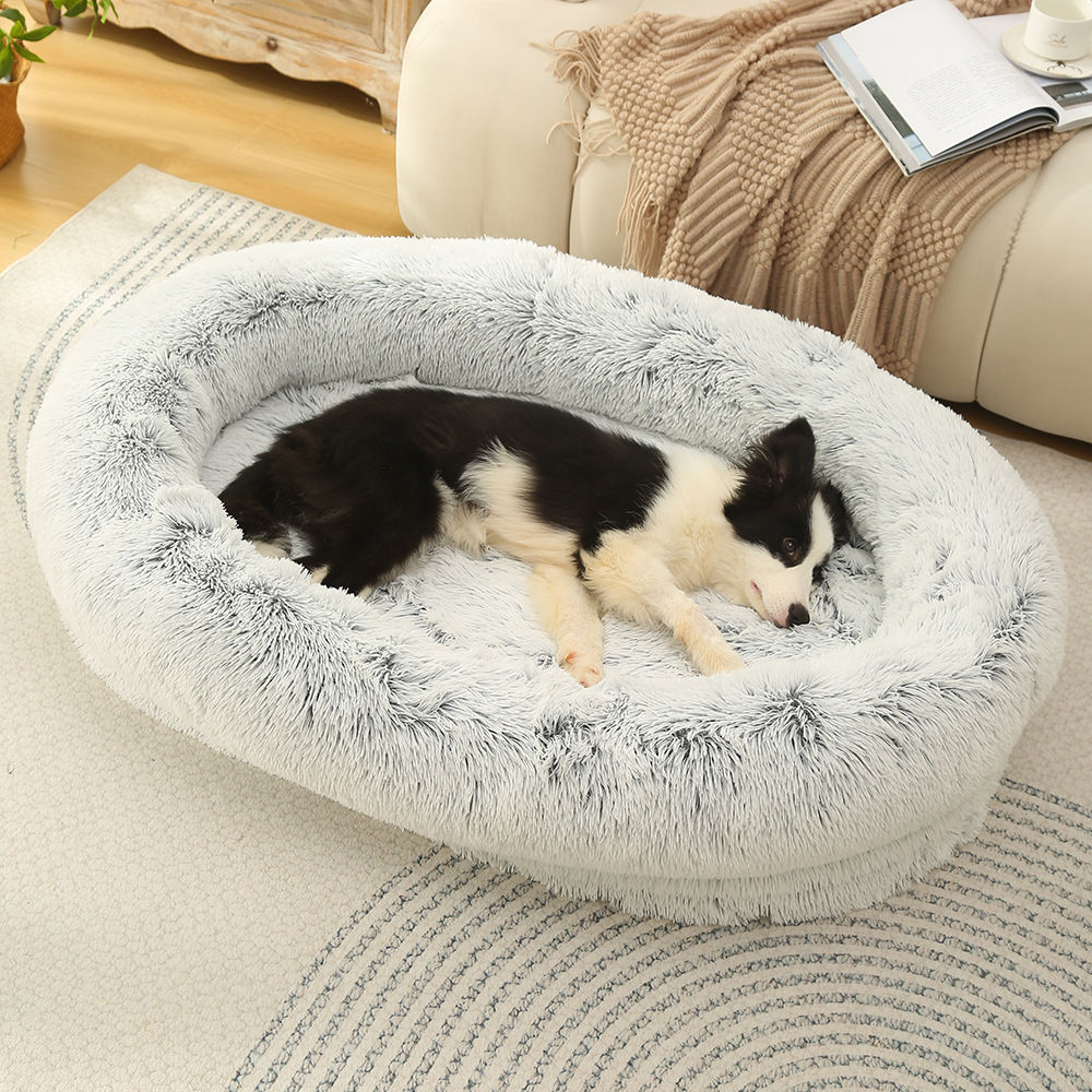 Plush Oval Pet Bed Removable Washable Kennel