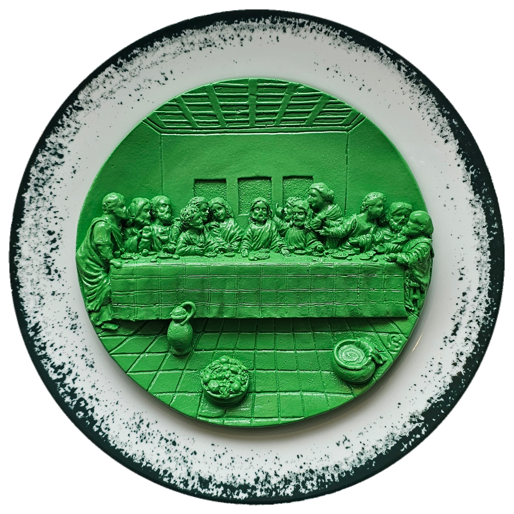 Prato de Porcelana Santa Ceia Verde Esperança, 3D - 26 cm